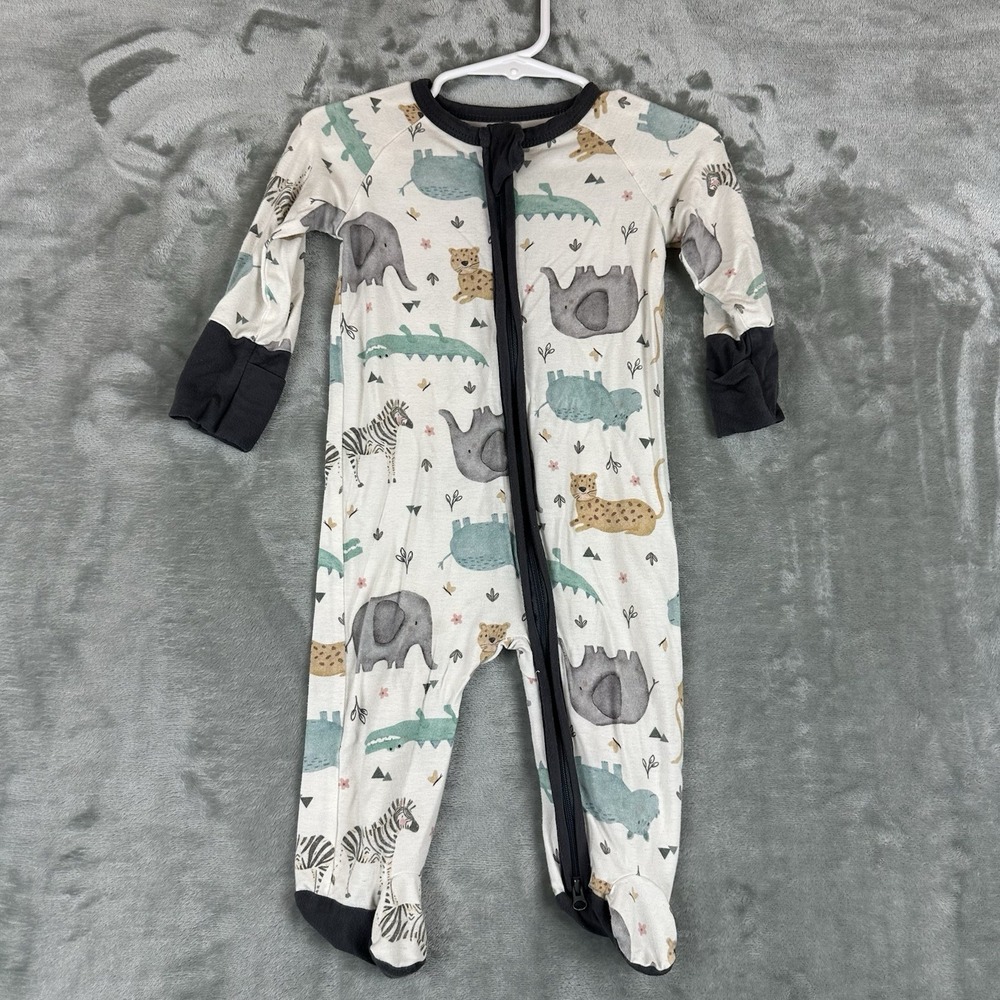 Aablexema Romper Footed Sleeper Pajamas 3-6 Months Jungle Flowers Bamboo Blend